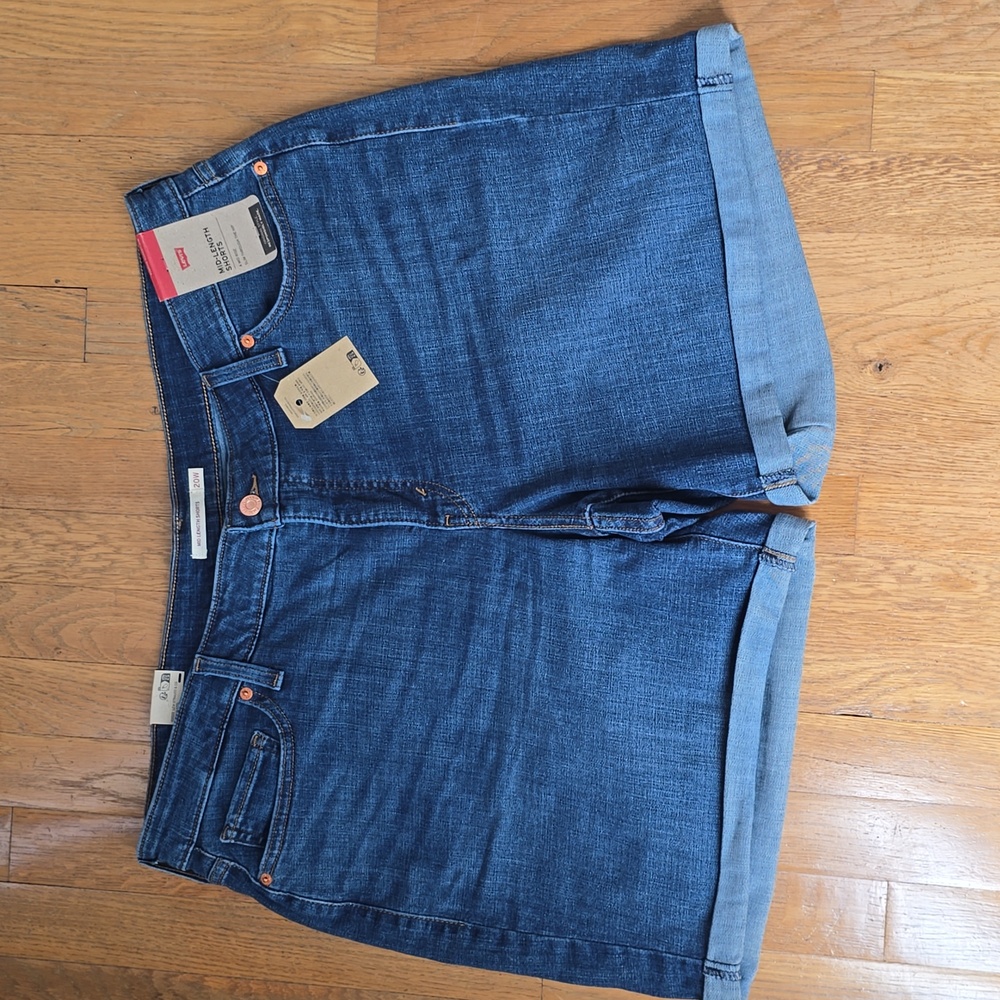 LEVI'S SIGNATURE BRAND WOMEN'S PLUS SIZE MID-LENGTH BLUE JEAN SHORTS 20W